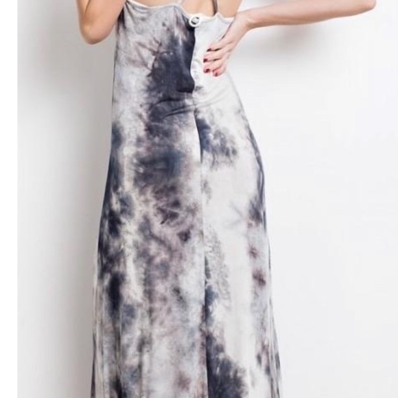 Crochet Back Tie Dye Maxi Knit Dress - Ash - Picture 6 of 8